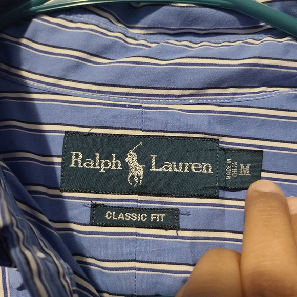 Ralph Lauren Classic Fit Stripped Cotton Dress Long Sleeve Shirt Men's Size Med - Picture 3 of 3